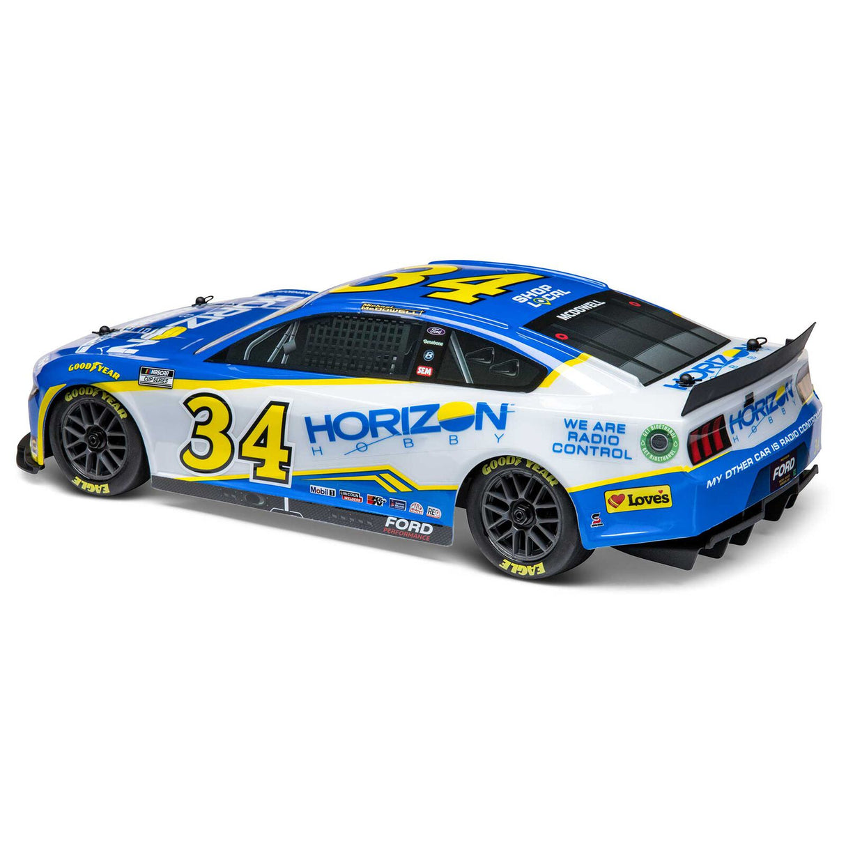 LOSI 1122434 1/12 NASCAR AWD RC Racecar, Michael McDowell No. 34 Horizon Hobby 2024 Ford Mustang