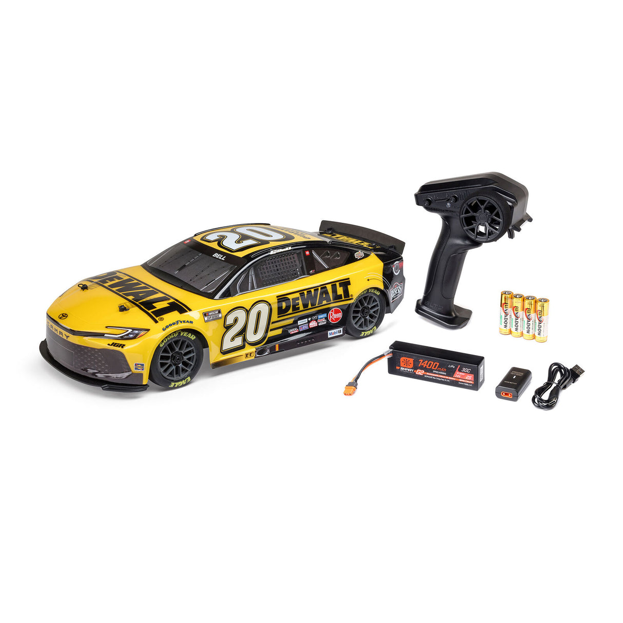Losi LOS1122520 1/12 NASCAR RC Racecar Christopher Bell No. 20 DeWalt 2025 Toyota Camry 2S AWD RTR Brushed On-Road