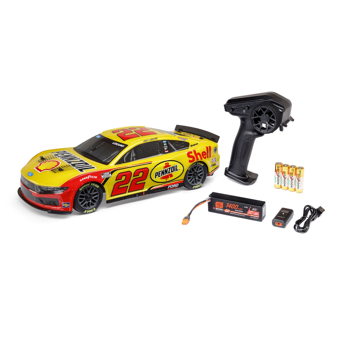 Losi 1122522 - 1/12 2025 Ford Mustang NASCAR 2S AWD RTR Brushed On-Road RC