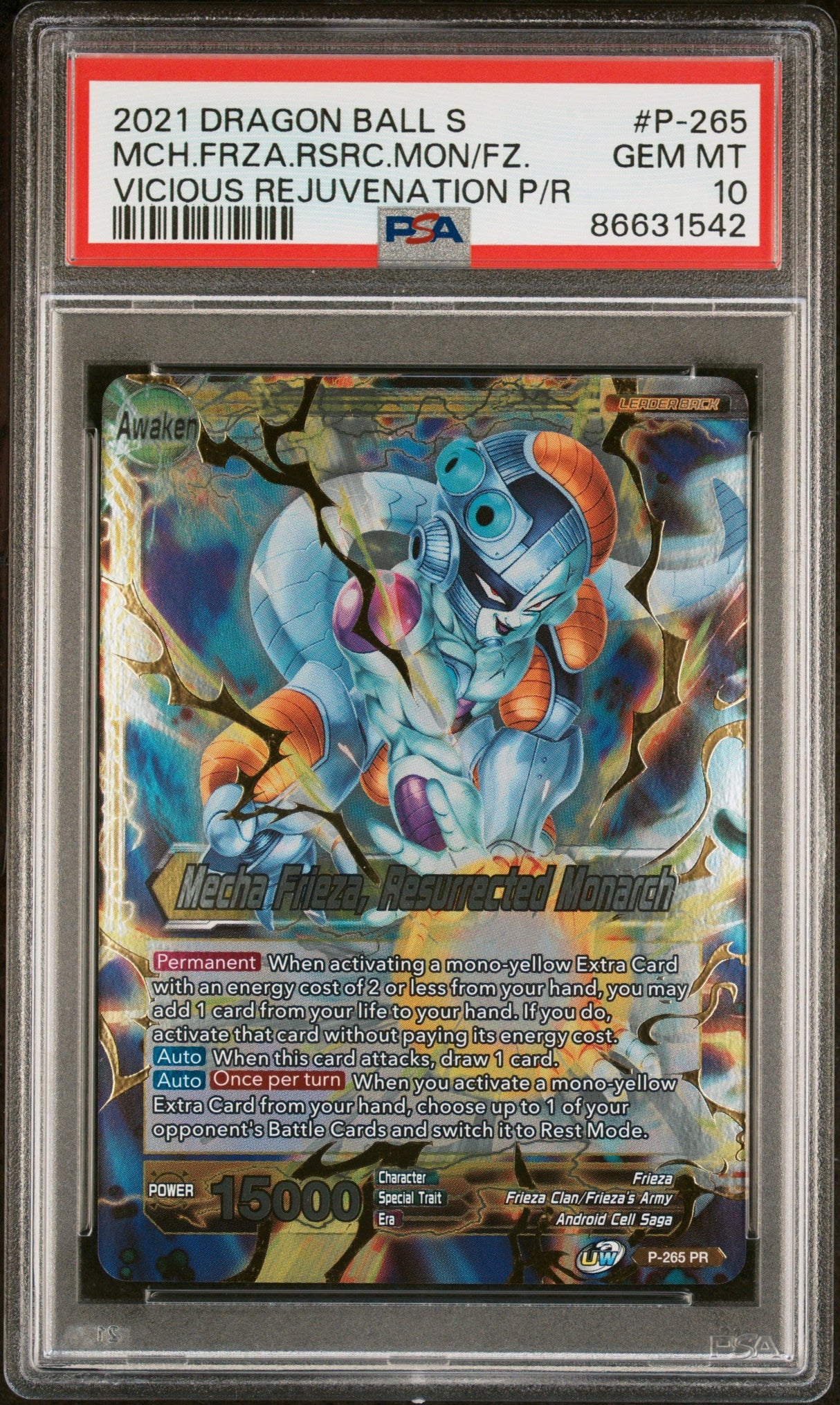 2021 DRAGON BALL SUPER UNISON WARRIOR  MCH FRIEZA, RSC MNRCH #P-265 - PSA 10