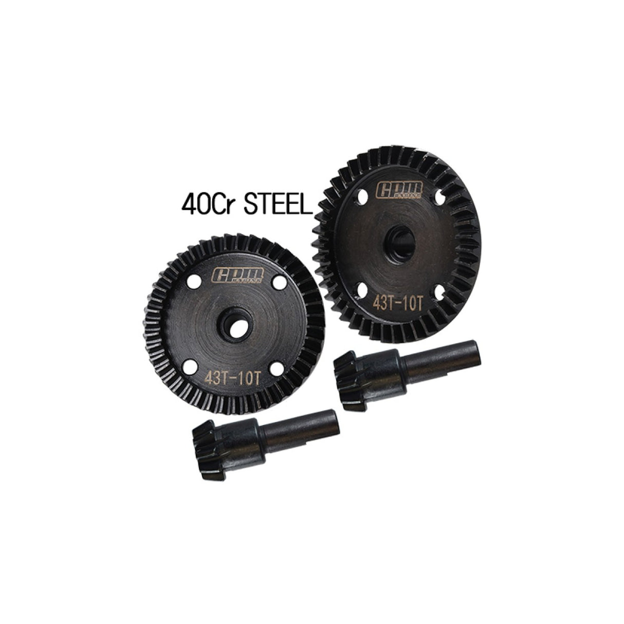 GPM RACING,ARRMA-KRATON NOTORIOUS INFRACTION LIMITLESS BIG ROCK 40Cr STEEL FRONT AND REAR DIFF BEVEL GEAR 43T & PINION GEAR 10T MAK1043TSN/2