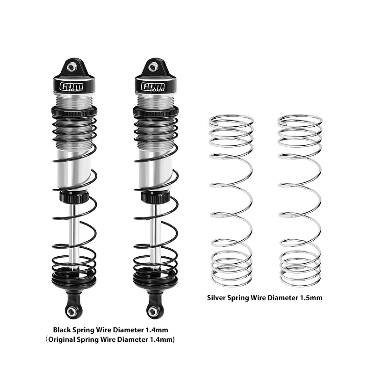 GPM RACING,ARRMA-MOJAVE TALION 6061-T6 ALLOY PROGRESSIVE SPRING FRONT SHOCK 132MM MAM4132F