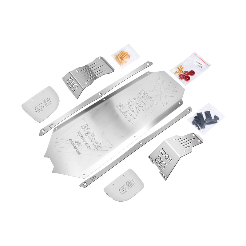 GPM RACING,ARRMA-BIG ROCK STAINLESS STEEL CHASSIS PROTECTION PLATE (FUll SET OF CUTTING + LASER FLARE) MBRZSP1A