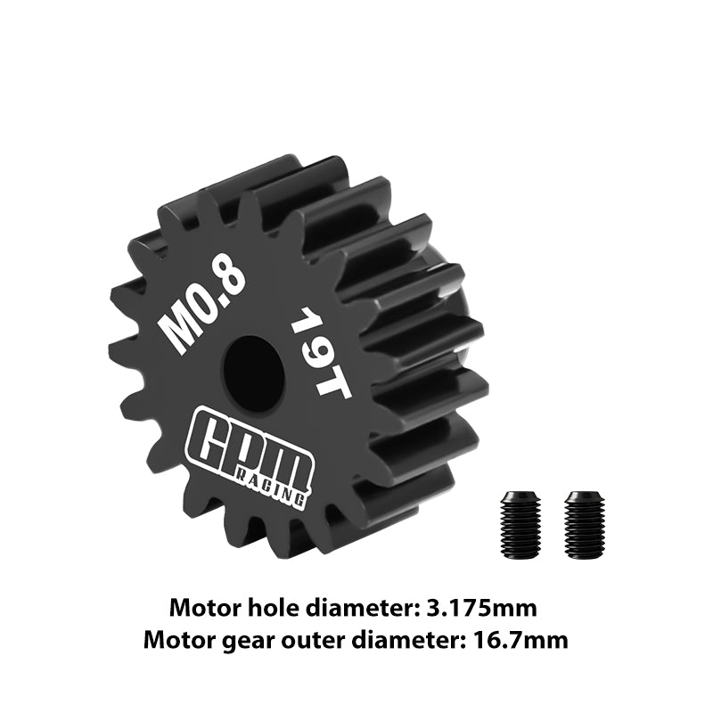 GPM RACING,SCALE ACCESSORIES 40Cr STEEL MOTOR GEAR 19T (32 PITCH,MODULE: 0.8MM,MOTOR TOOTH DIAMETER: 3.175MM) MG319T/0.8M