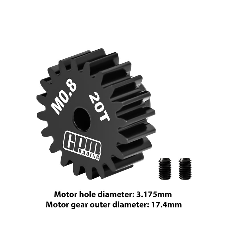 GPM RACING,SCALE ACCESSORIES 40Cr STEEL MOTOR GEAR 20T (32 PITCH,MODULE: 0.8MM,MOTOR TOOTH DIAMETER: 3.175MM) MG320T/0.8M