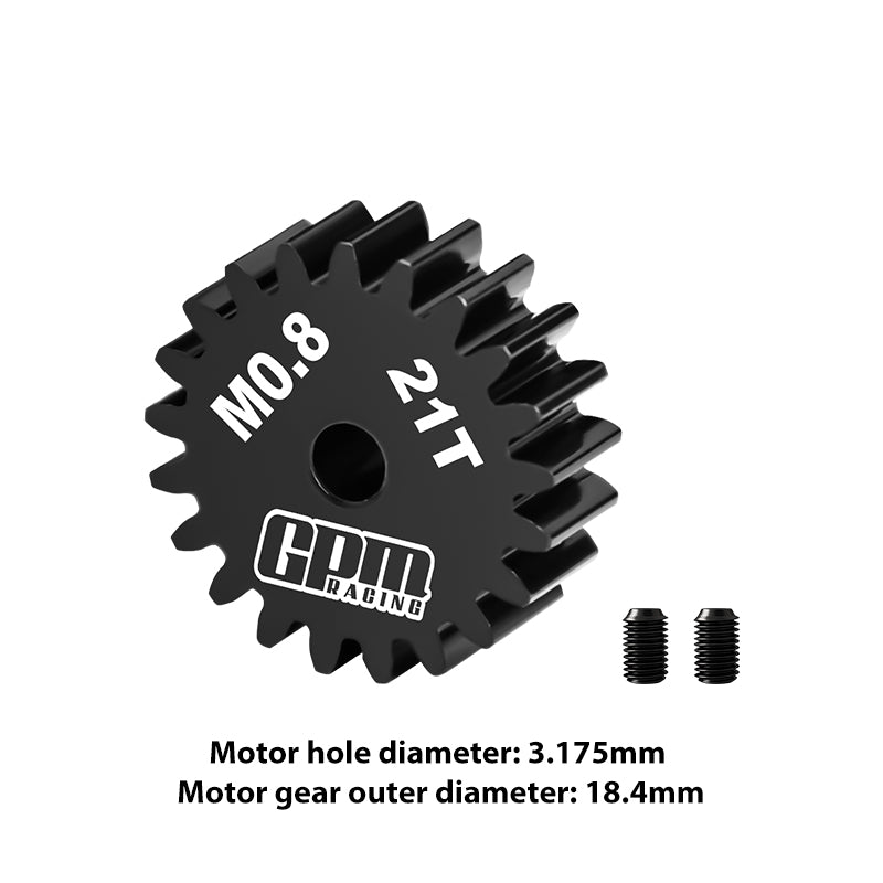 GPM RACING,SCALE ACCESSORIES 40Cr STEEL MOTOR GEAR 21T (32 PITCH,MODULE: 0.8MM,MOTOR TOOTH DIAMETER: 3.175MM) MG321T/0.8M