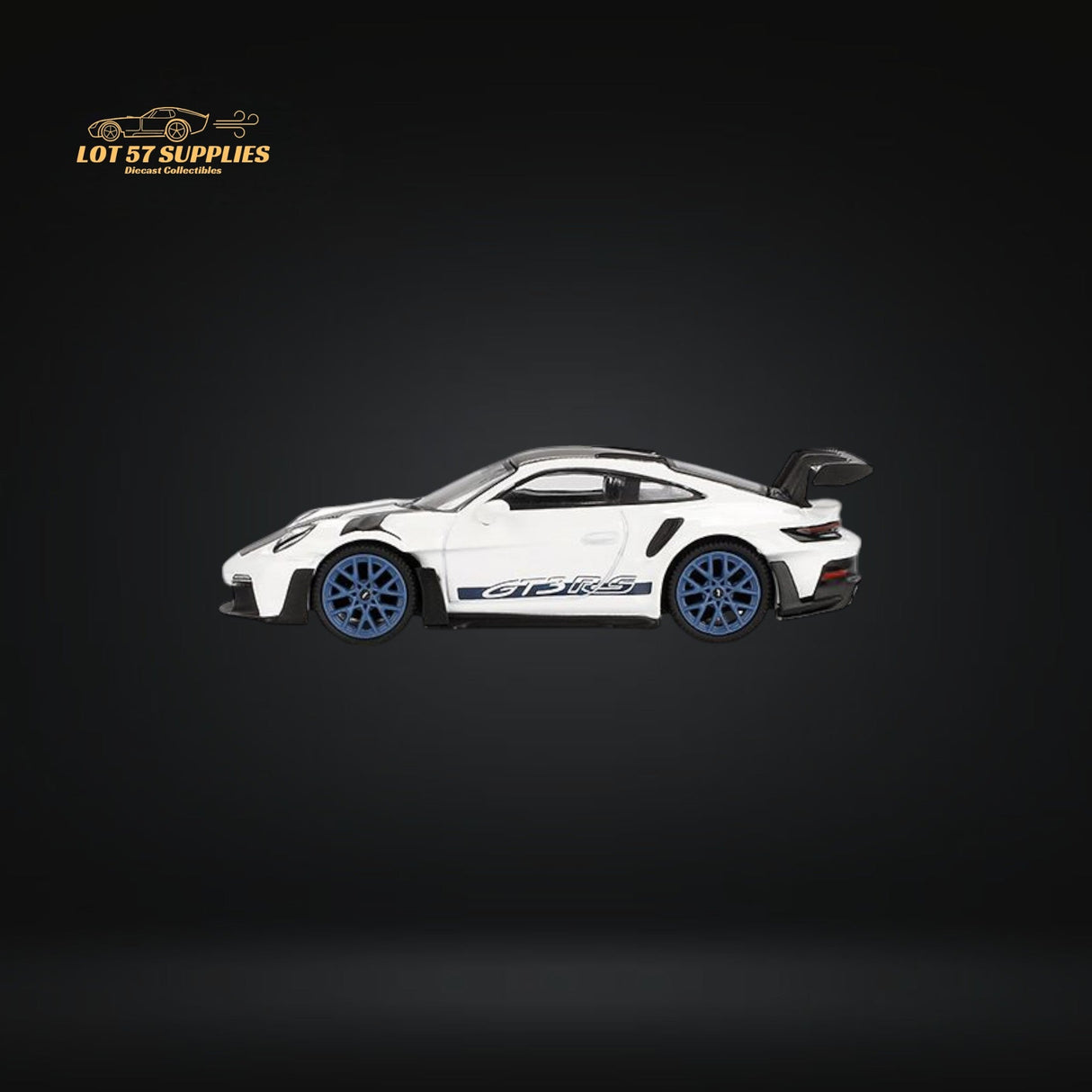 (Pre-Order) Mini-GT Porsche 911 992 GT3 RS Weissach Package White w/ Indigo Blue #853 1:64 MGT00853