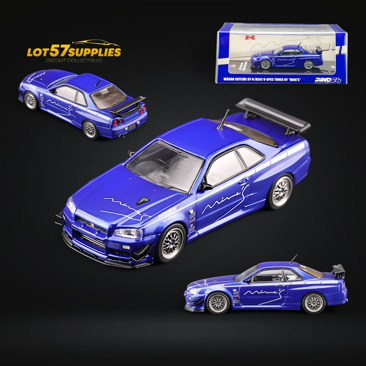 Inno64 Nissan Skyline GT-R R34 V-SPEC MINE'S BLUE 1:64 – Island Hobby Nut