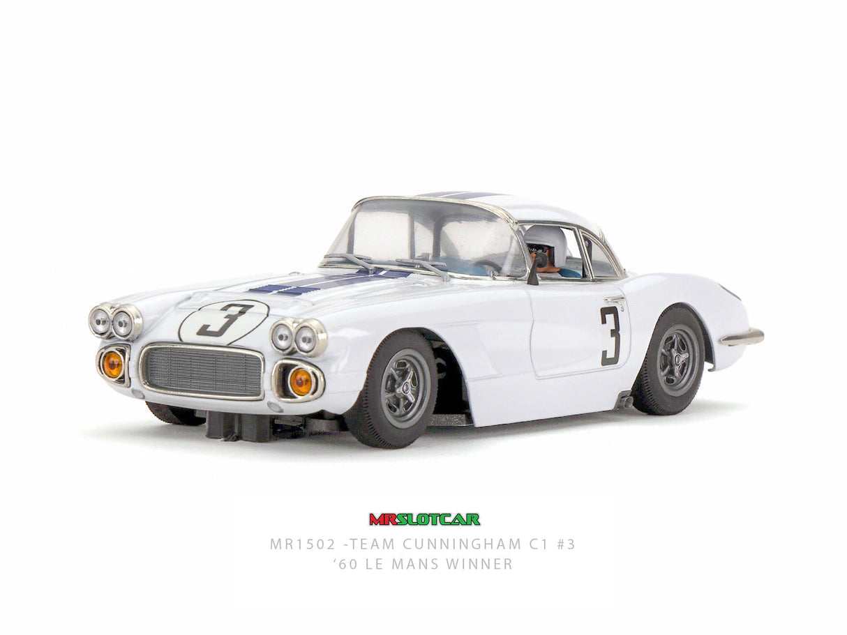 MRSLOTCAR Corvette C1 Team Cunningham 1960 Le Mans 1/32 Slot Car MR1502 MRSlot car