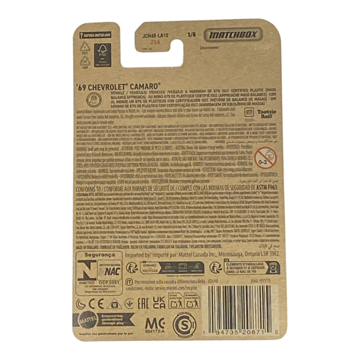 Matchbox '69 Chevrolet Camaro "Tootsie Roll" - Matchbox Candy Series 1/6