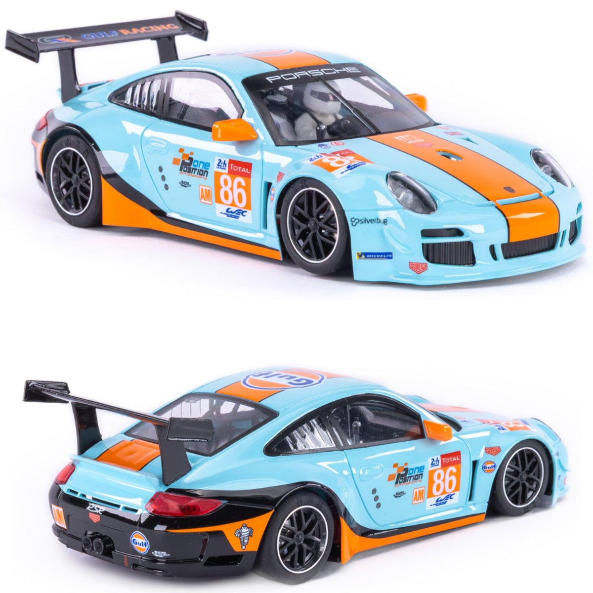 NSR Porsche 997 GT3 Gulf Le Mans 24h 2018 Sidewinder 1/32 Slot Car 0618SW