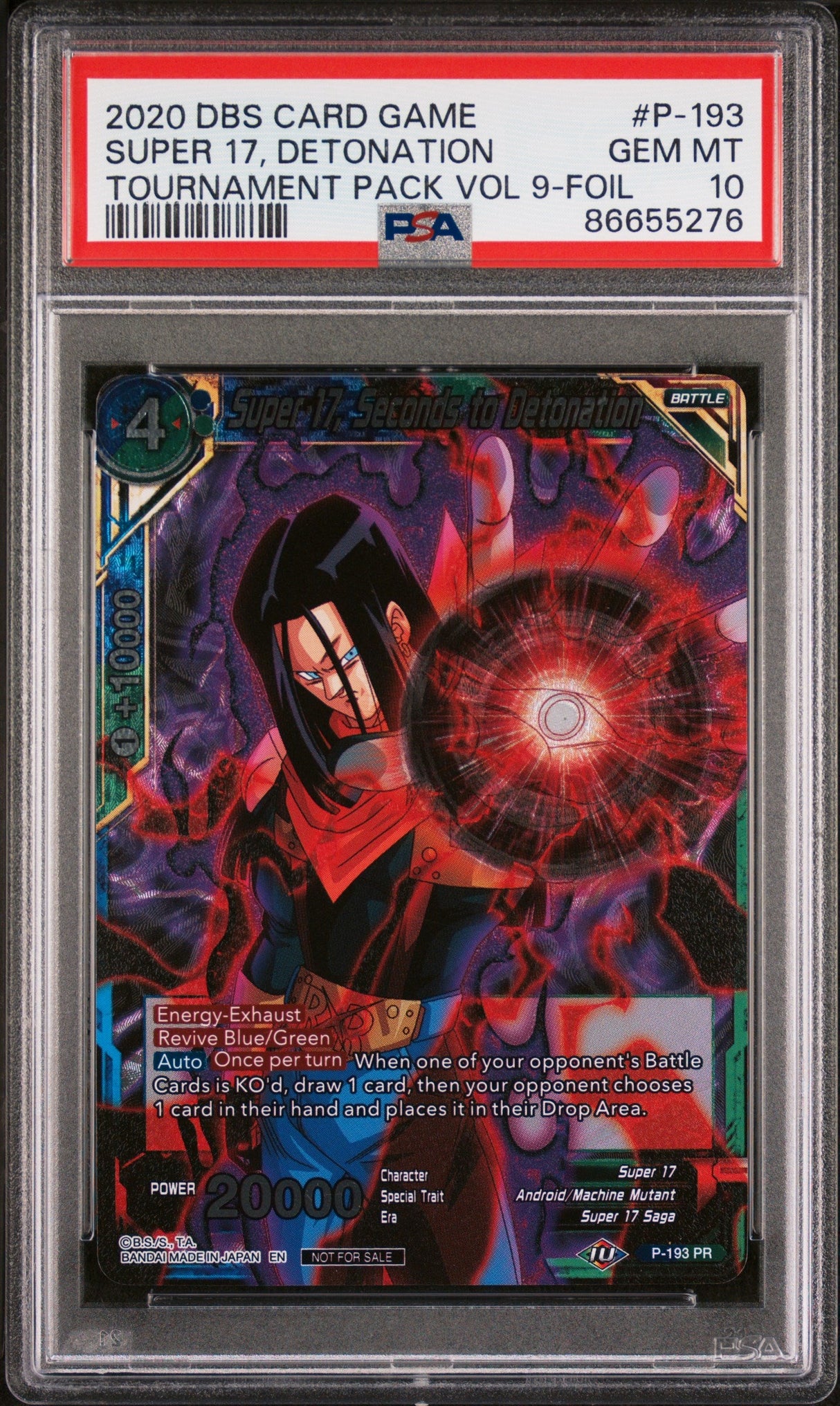 2020 DRAGON BALL SUPER OFFICIAL TOURNAMENT SUPER 17, DETONATION #P-193 - PSA 10