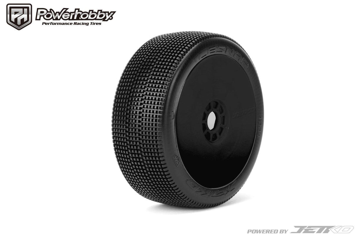 Powerhobby Lesnar 1/8 Buggy Mounted Tires Black Dish Wheels (2) Medium Soft
