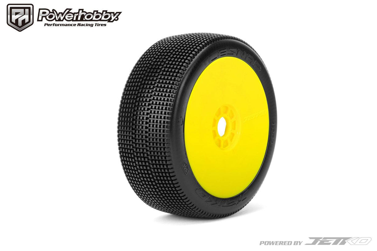 Powerhobby Lesnar 1/8 Buggy Mounted Tires Yellow Dish Wheels (2) Ultra Soft