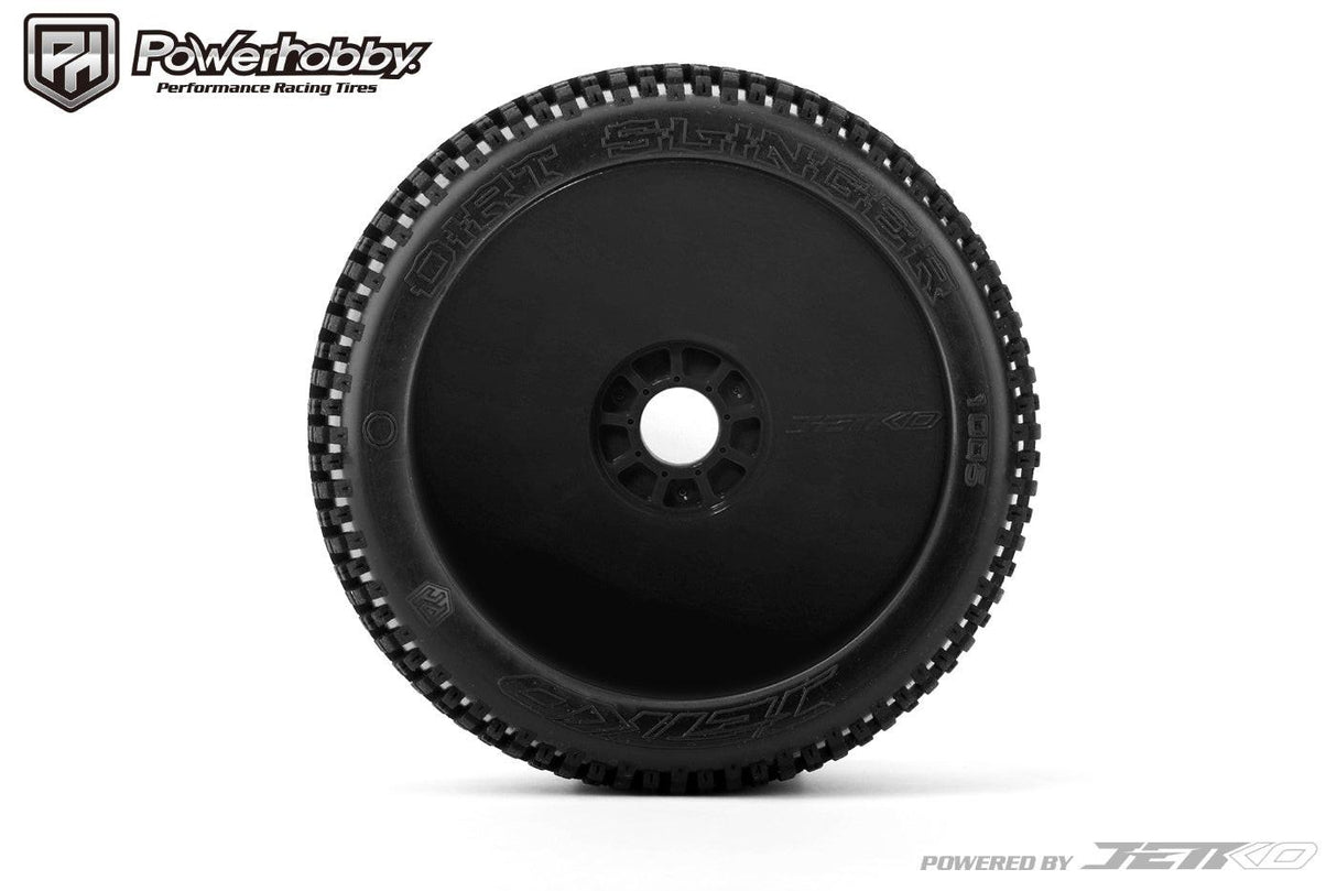 Powerhobby Dirt Slinger 1/8 Buggy Mounted Tires Black Dish Wheels (2) Medium Soft
