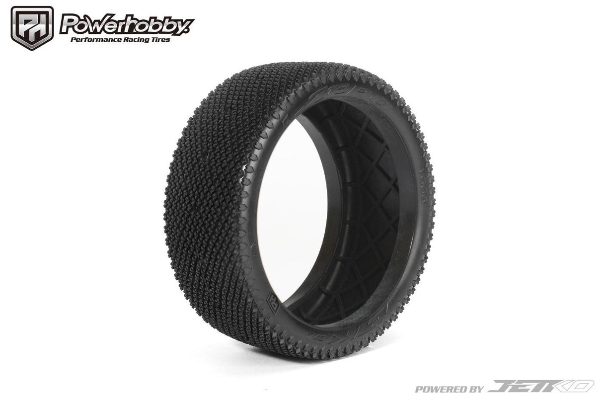 Powerhobby J-Zero 1/8 Buggy Tires White Dish Wheels (2) Medium Soft Unglued