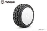 Powerhobby 1/8 Buggy Tomahawk BELTED Tires Mounted 17MM White Dish Wheels