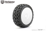 Powerhobby 1/8 Buggy Tomahawk BELTED Tires Mounted 17MM White Dish Wheels
