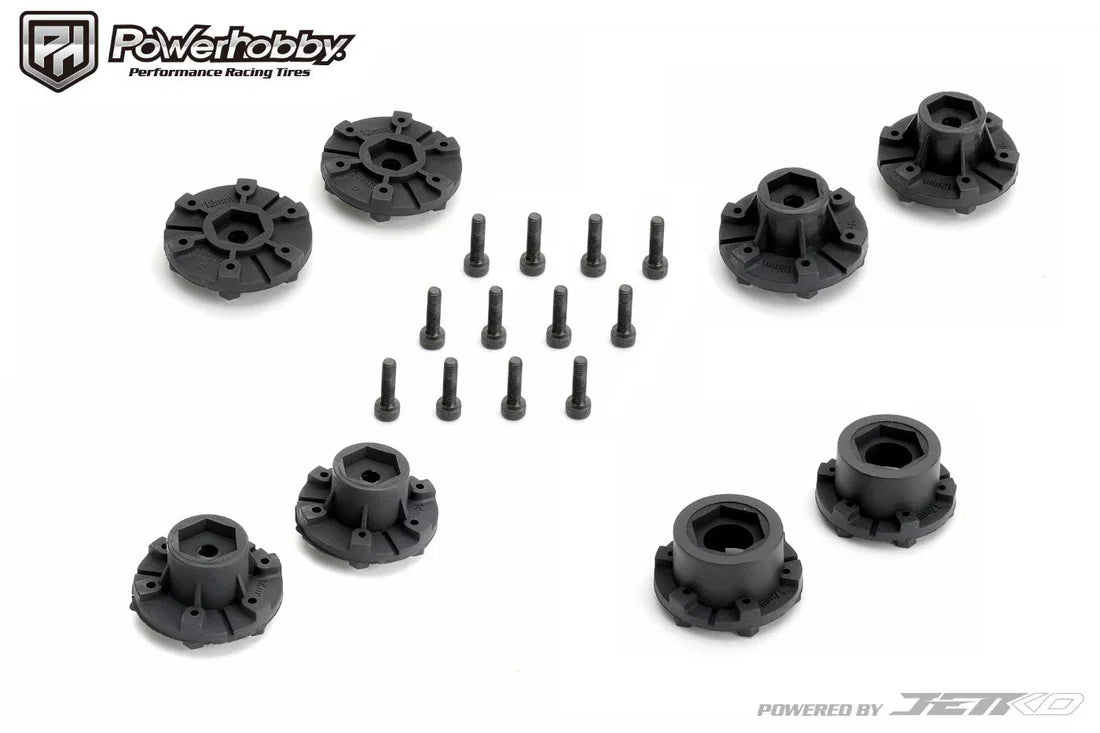 Powerhobby 1/10 2.8" MT Defender Belted Mounted Tires (2) w/ Removable Hex Wheels