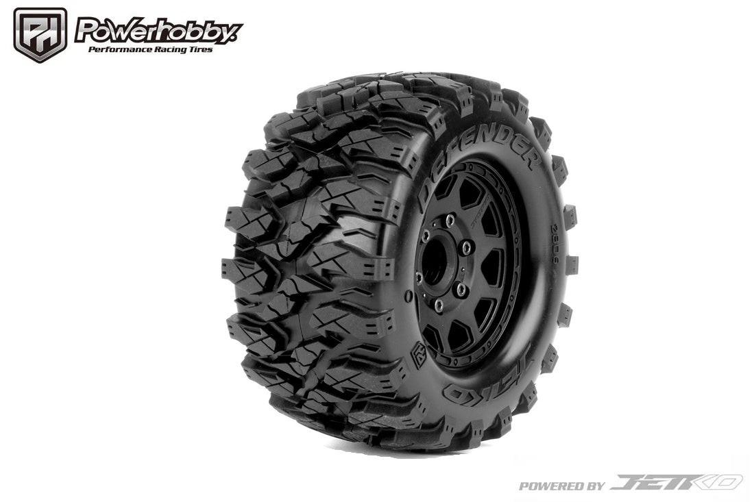 Powerhobby 1/10 2.8" MT Defender Belted Mounted Tires (2) w/ Removable Hex Wheels