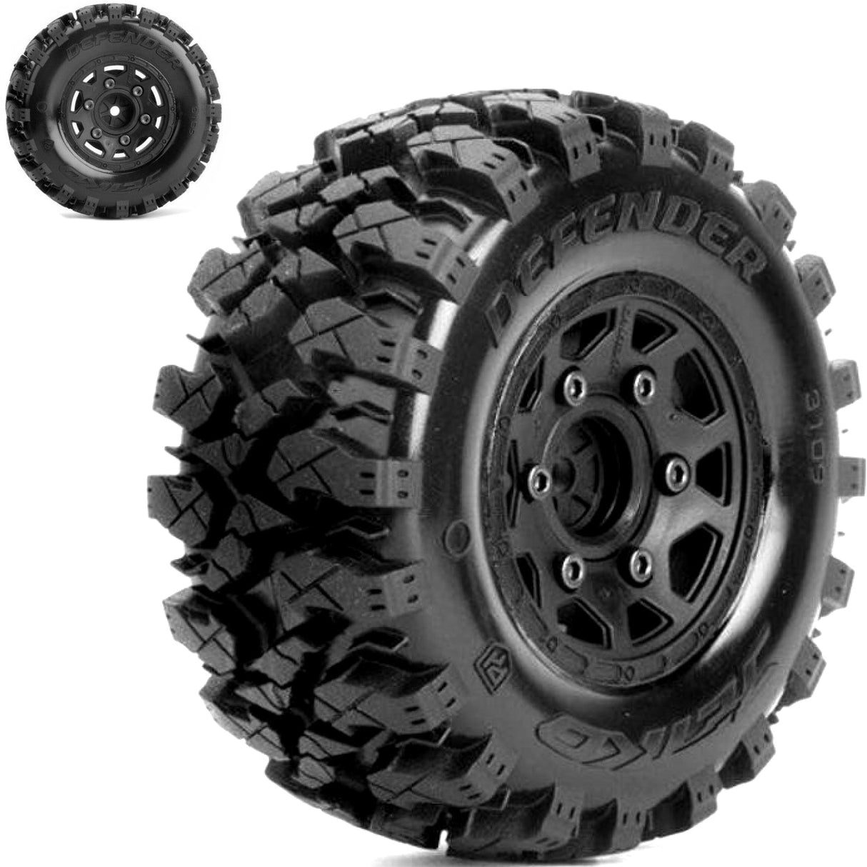 Powerhobby Defender SC Belted Tires (2) with Removable Hex Wheels