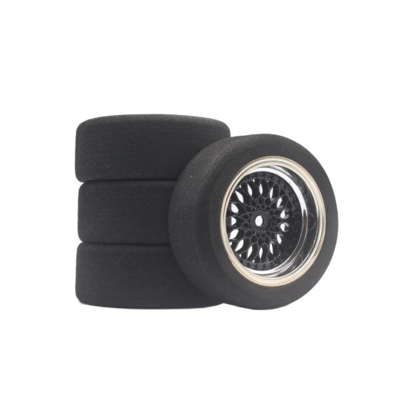 Powerhobby Mounted Foam Tires / Wheels (4) 1/10 Touring Car 9mm Offset Black