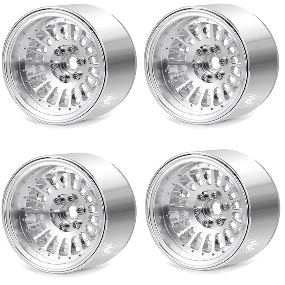 Powerhobby Aluminum 2.2" Beadlock Wheels Silver (4) 1/10 Rock Crawler