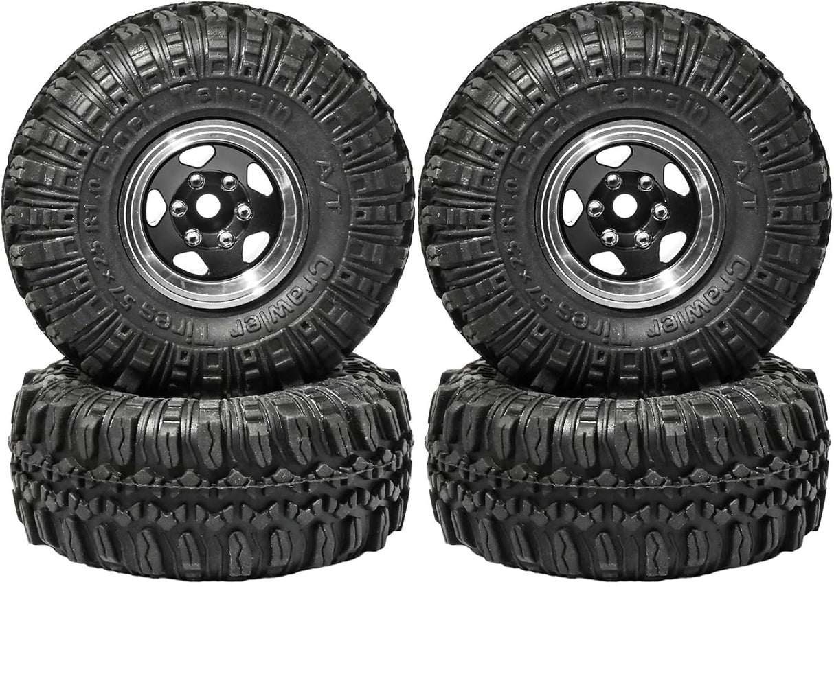 1.0" Mounted Tires / Wheels (4) 1/24 Rock Crawler