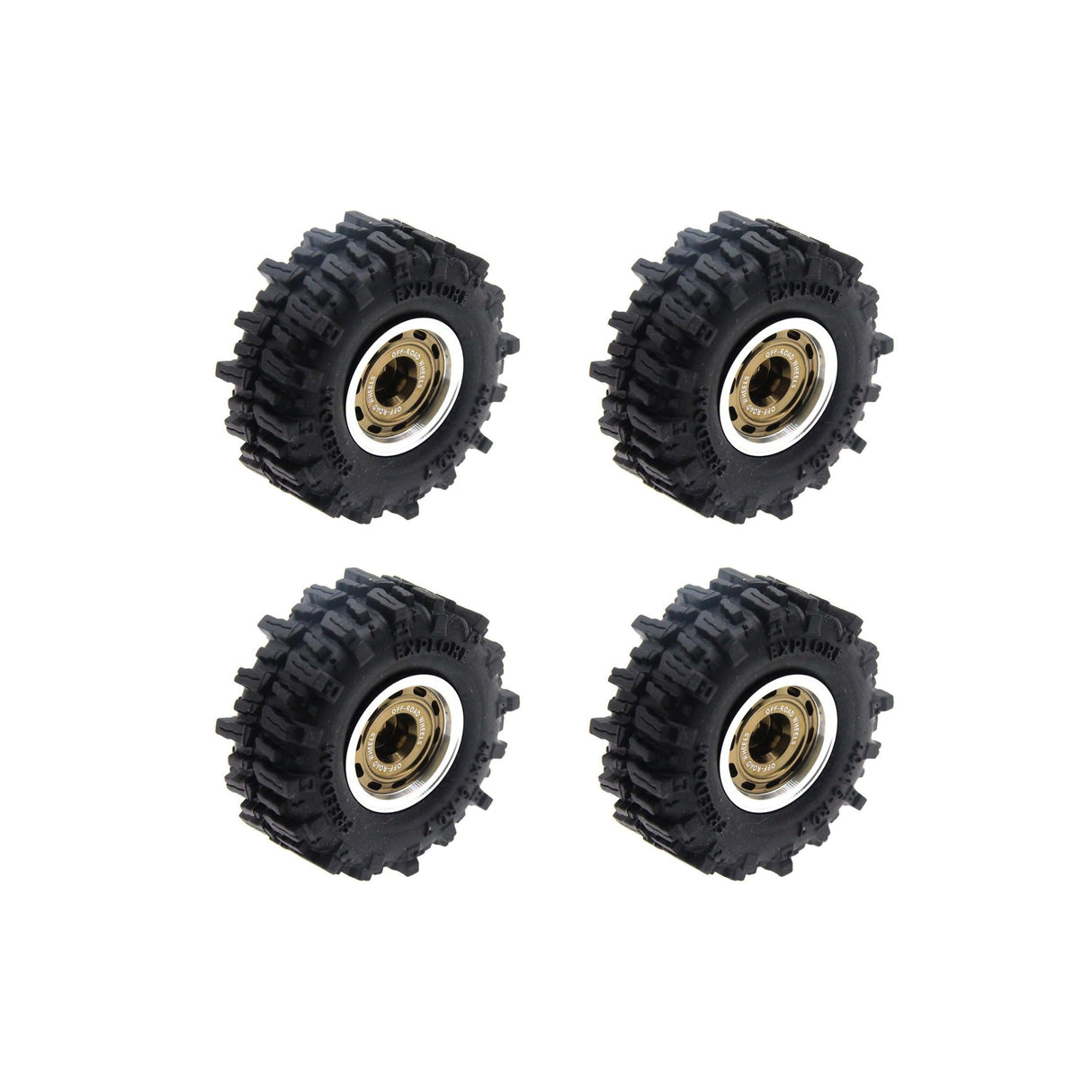 Powerhobby Axial SCX30 0.7" Beadlock Brass Wheels / Tires (4) Gold Type B