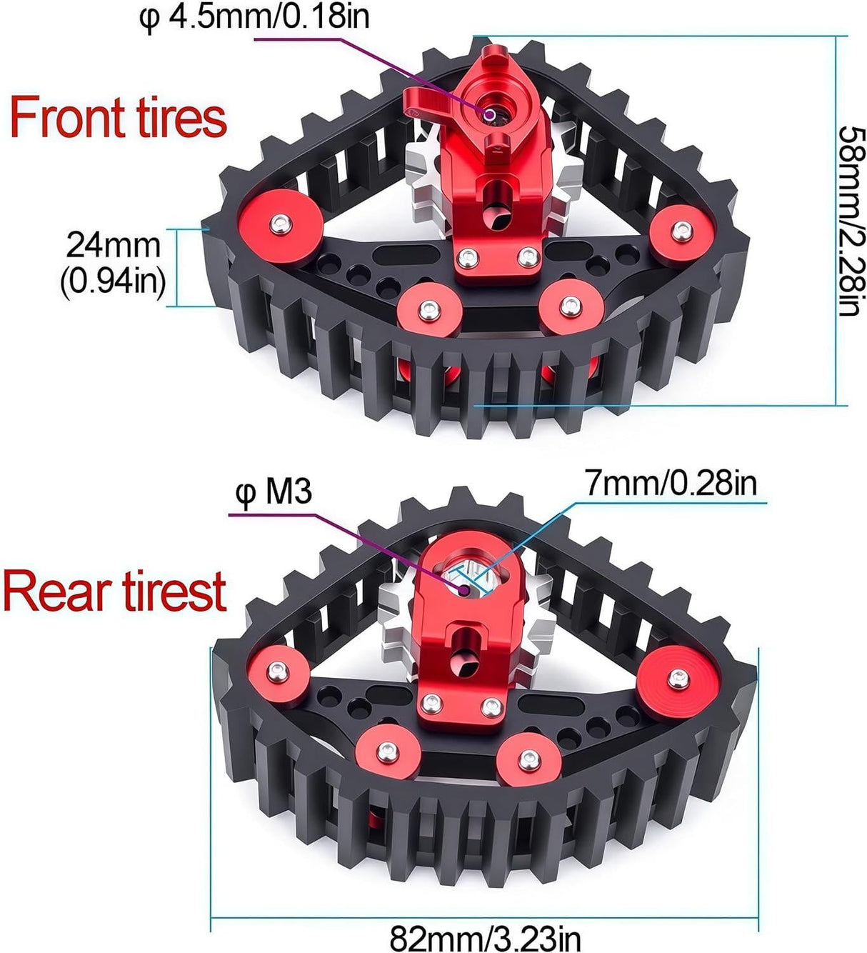 Powerhobby Axial SCX24 Snow Tracks Wheels Set