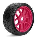 Powerhobby 1/8 Gripper 42/100 Belted Mounted Tires 17mm Hot Pink Wheels V2