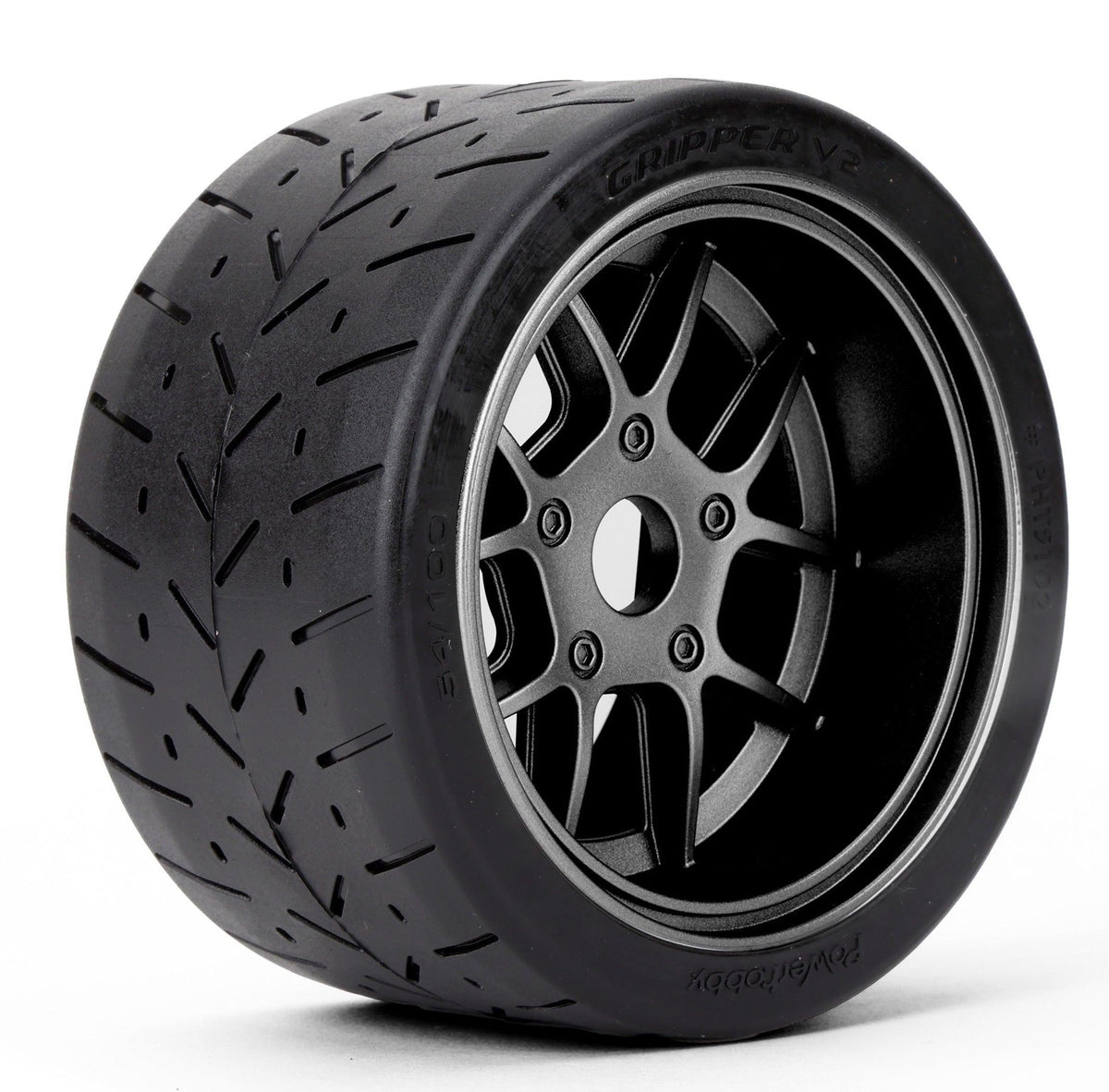 Powerhobby 1/8 Gripper 54/100 Belted Mounted Tires 17mm Black Wheels V2 (2)