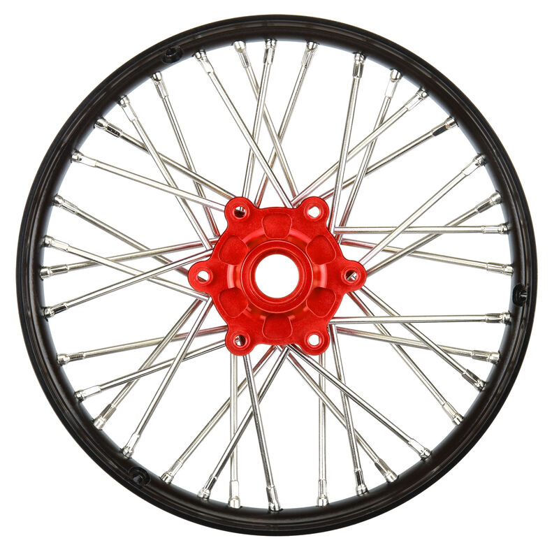 PROLINE 283600T2 1/4 Pro-Spec Aluminum V2 Bead Front Wheel Black/Red (1): Promoto-MX