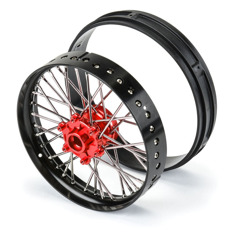 PROLINE 283600T2 1/4 Pro-Spec Aluminum V2 Bead Front Wheel Black/Red (1): Promoto-MX