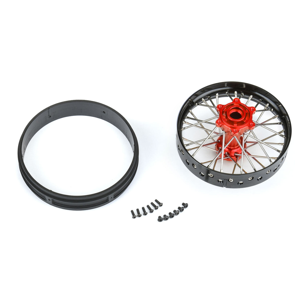 PROLINE RACING 283700T2 1/4 Pro-Spec Aluminum V2 Bead Rear Wheel Black/Red (1): Promoto-MX