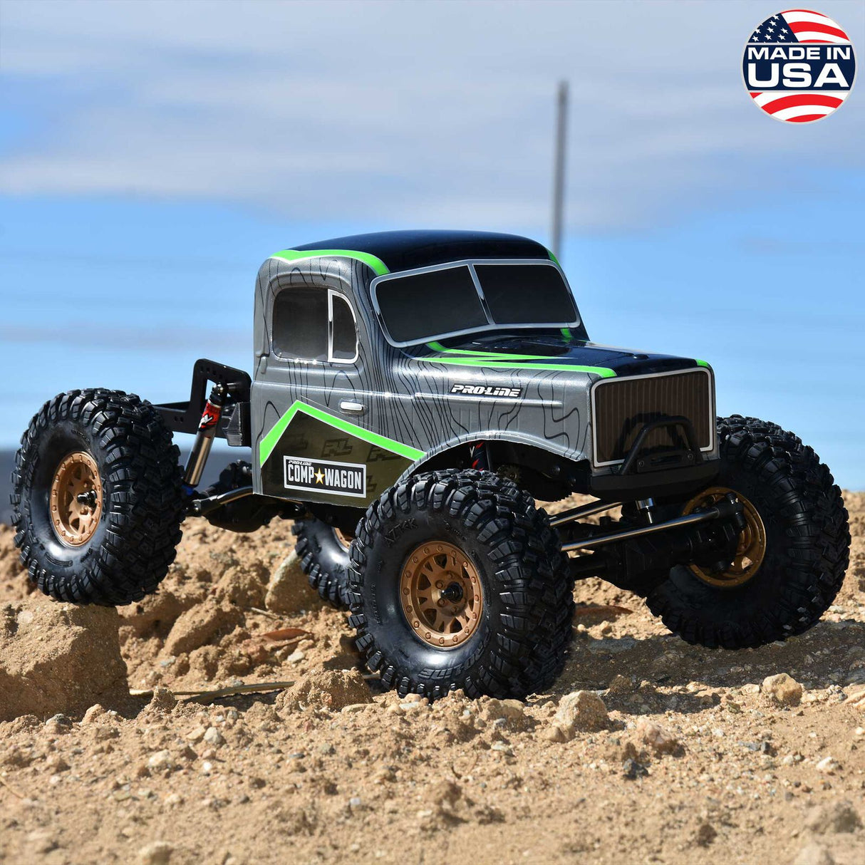 Proline PRO360621 1/10 Limited Edition Pre-Cut/Pre-Painted Comp Wagon Cab-Only Body 12.3" (313mm) Wheelbase Crawlers, Grey/Black