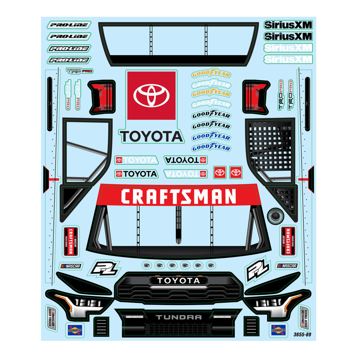 Proline PRO365500 1/12 Pre-Cut 2024 Toyota Tundra Truck Clear Body: Losi NASCAR