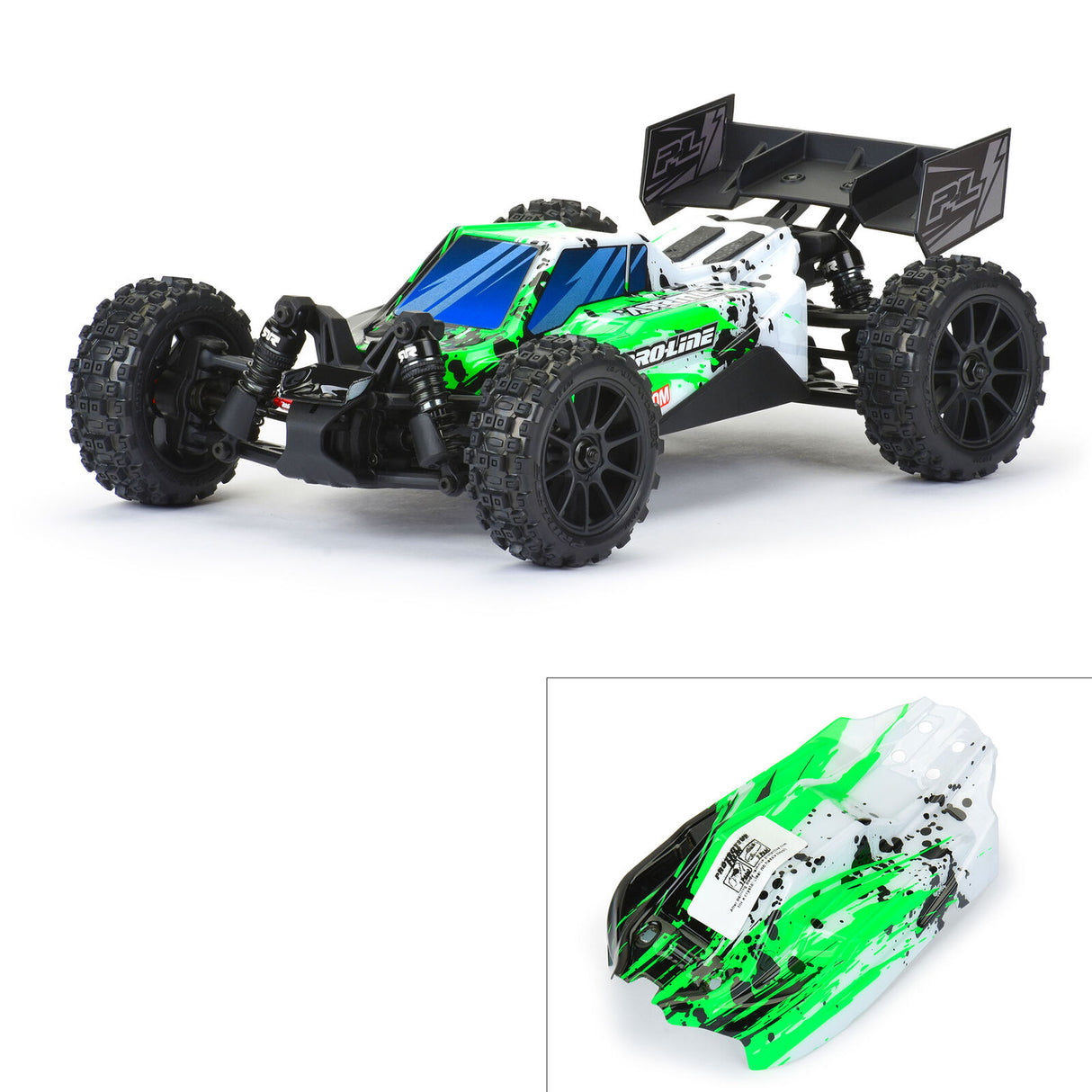 Pro-line Racing PRO367122 Limited Edition 1/14 Pre-Cut/Pre-Painted Axis Splat (Green/White) Body: Typhon GROM