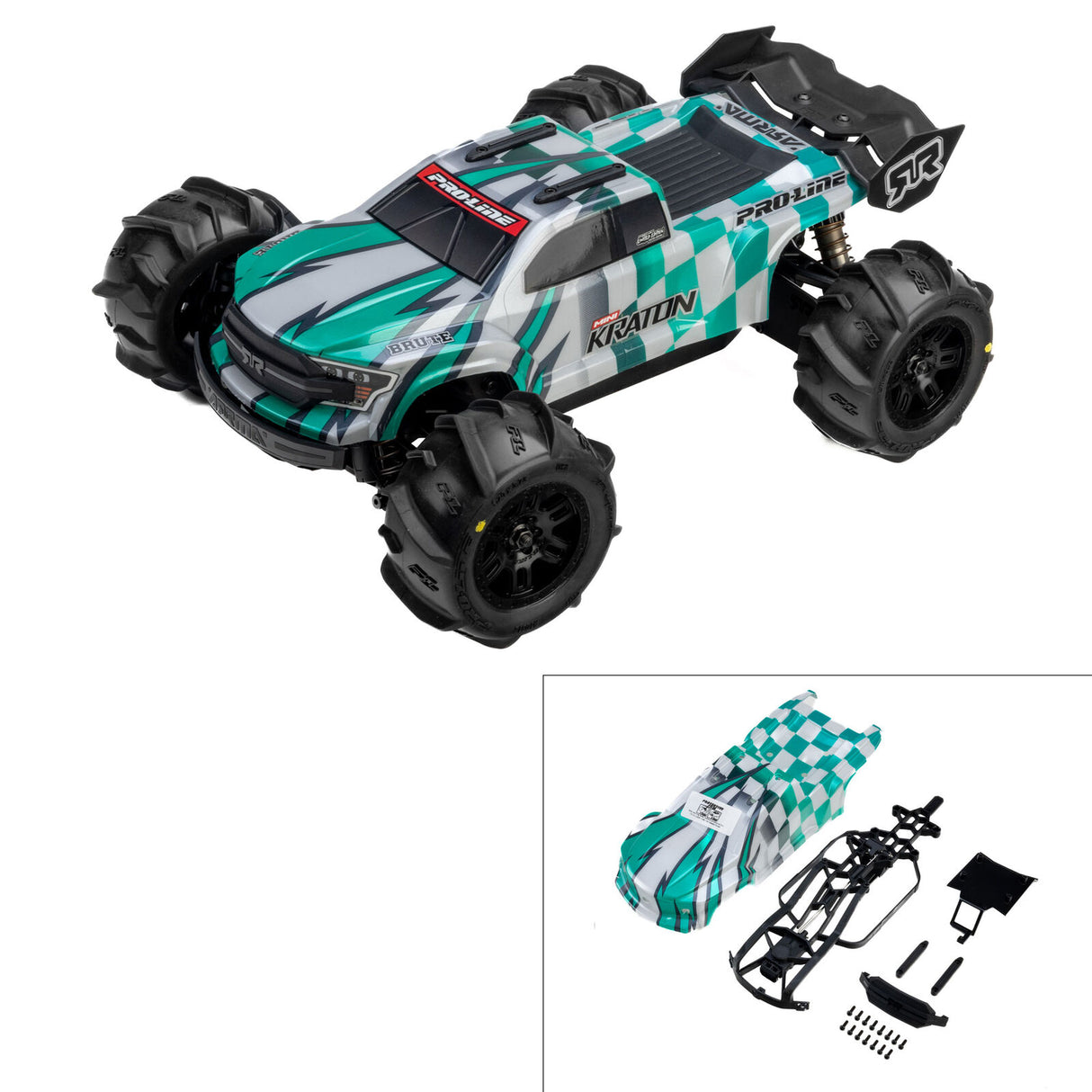 Proline PRO369322 1/16 Limited Edition Pre-Cut/Pre-Painted Brute Body Checkmate with Clipless System: ARRMA MINI KRATON