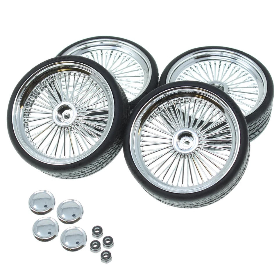Redcat Racing 19792 - 1:10 Chrome 26" Style Wire Wheel & Tire Set (4)