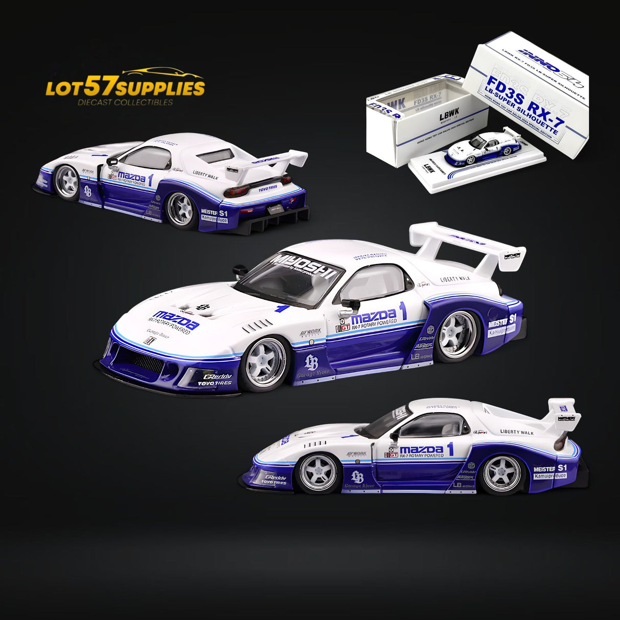 Inno64 Mazda RX-7 LBWK FD3S Blue-White 1:64