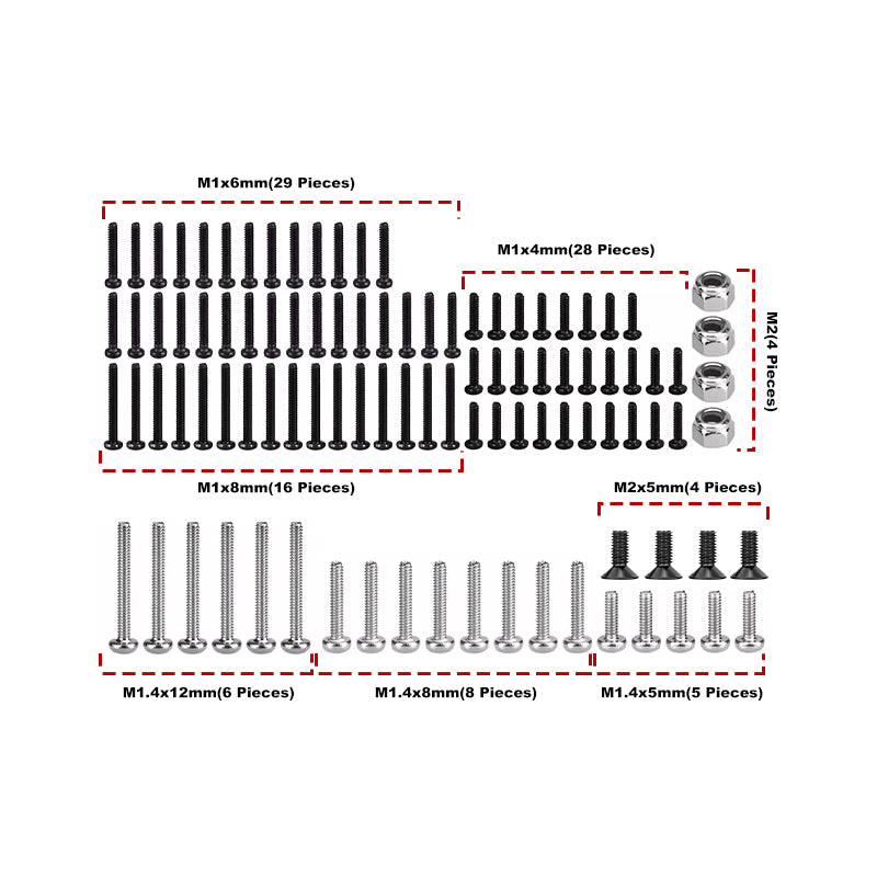 GPM RACING,AXIAL-SCX30 AXIAL SCX30 STEEL SCREWS SET (100 PIECES) SCX30/100SW