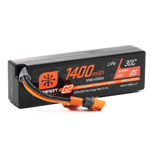 Spektrum SPMX142S30H2 7.4V 1400mAh 2S 30C Smart G2 LiPo Battery: IC2 Connector