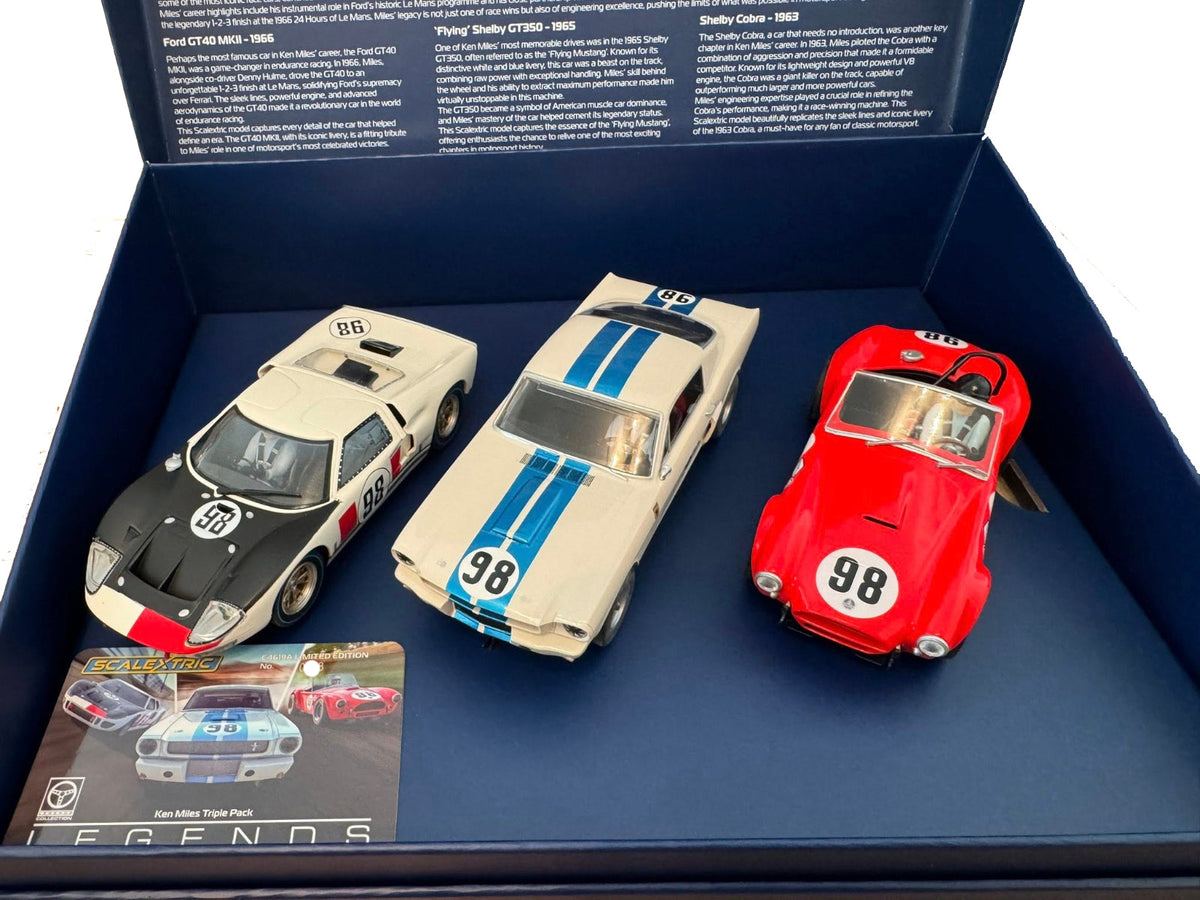 Scalextric C4619A Ken Miles Triple Pack 1/32 Slot Car Ford GT40 GT350 Cobra