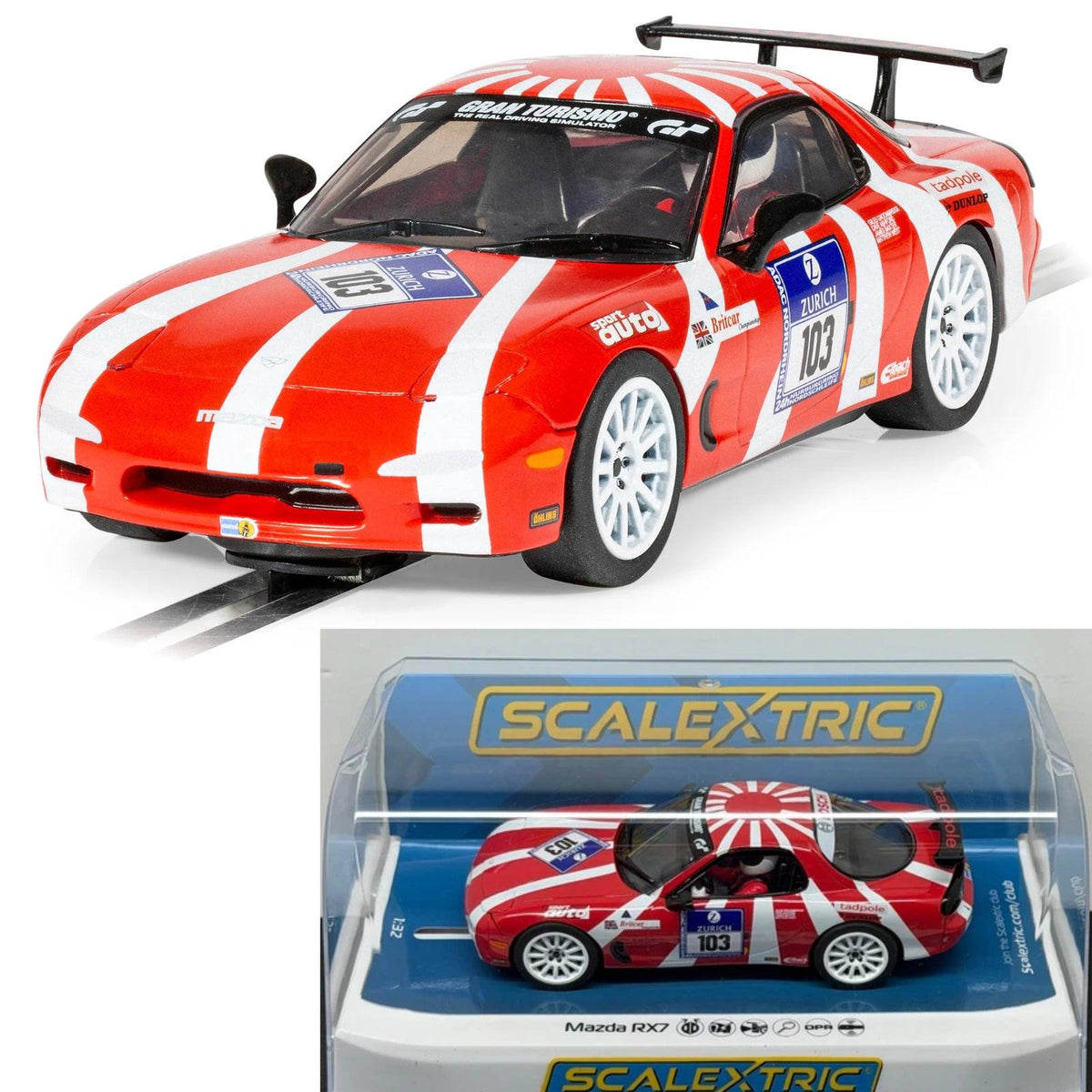 Scalextric C4626 Mazda RX7 FD Nurburgring 24h 2007 1/32 Slot Car DPR