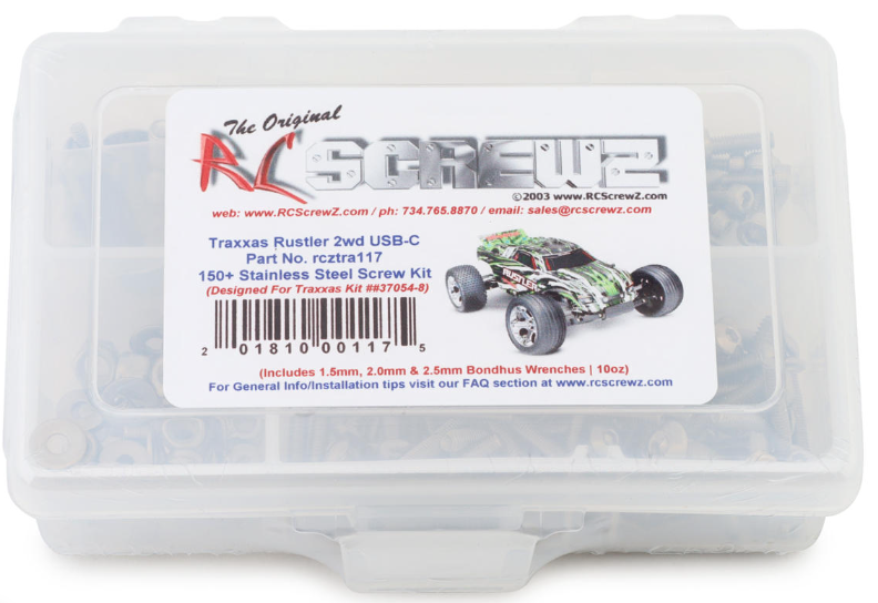 RC Screwz RCZTRA117 Stainless Steel Screw Kit for Traxxas Rustler 2WD