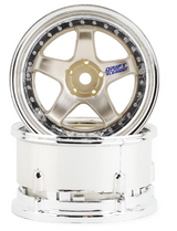 DS Racing Drift Element 5 Spoke Drift Wheels (Gold & Chrome) (2) (Adjustable Offset) w/12mm Hex