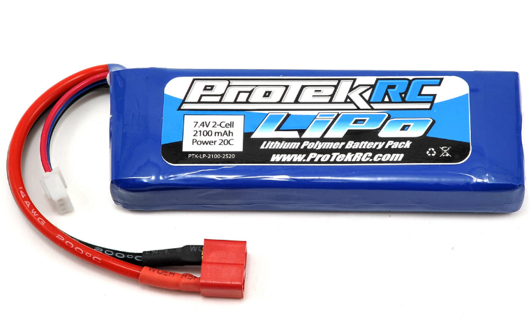 ProTek RC 2S LiPo 20C Battery (7.4V/2100mAh) (Receiver Battery) w/T-Style Connector