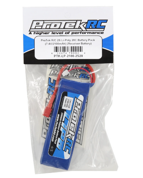 ProTek RC 2S LiPo 20C Battery (7.4V/2100mAh) (Receiver Battery) w/T-Style Connector