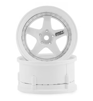 DS Racing Drift Element 5 Spoke Drift Wheels (Triple White) (2) (Adjustable Offset) w/12mm Hex